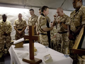 Christian soldiers gather for communion