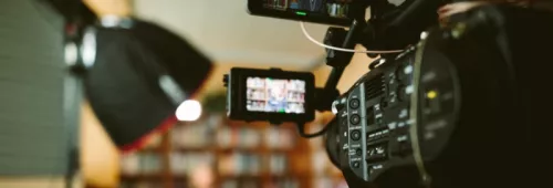 Camera filming headshot