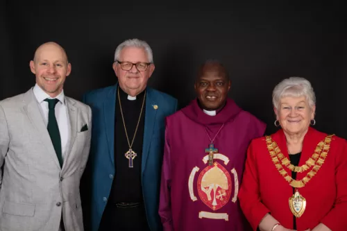 The Reverend Jonny Lee with Bishop David Carr and Archbishop of York