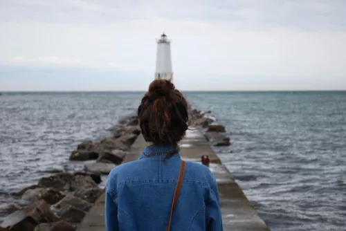 Girl and lighthouse