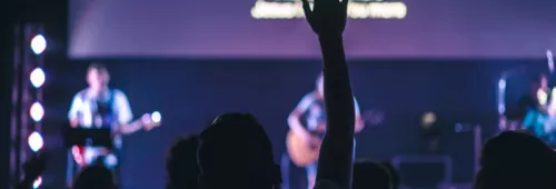 Church worship hands raised