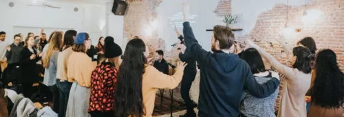 Worshippers at a church service