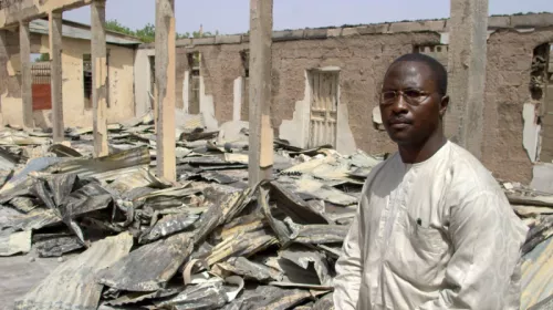 Church destroyed by Islamist militants in Borno State Picture by Andrew Boyd