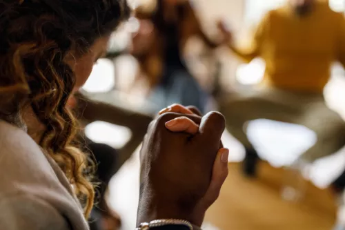 Congregation praying