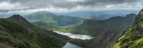 Looking down across the Miners Trail, Snowdonia National Park