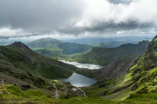 Looking down across the Miners Trail, Snowdonia National Park