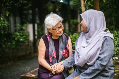 Muslim woman with friend