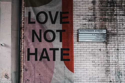 Love not hate sign