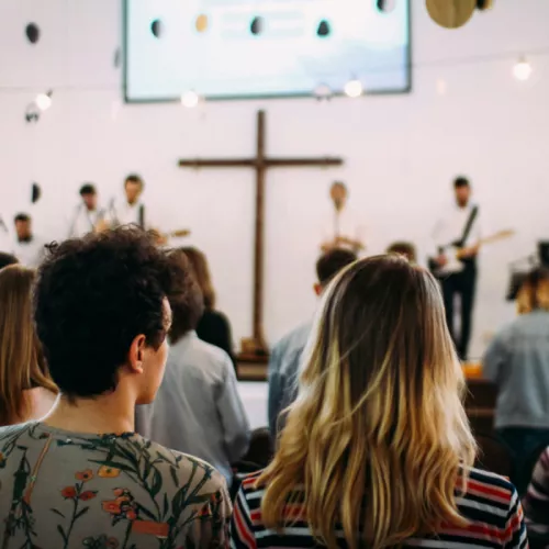Young adults at church
