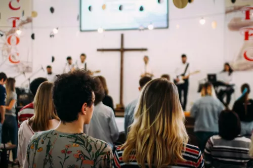 Young adults at church